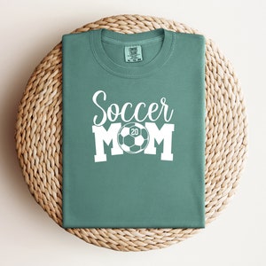 Comfort Colors T-Shirt\ Personalized Soccer Mom T-Shirt, Custom Soccer T Shirt, Soccer Mom Life Shirt, Game Day Shirt, Gift For Soccer Mom