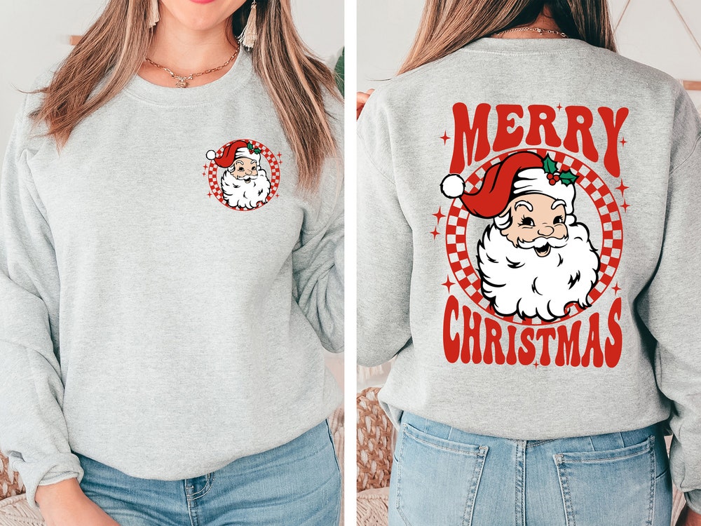 Happy Christmas Merry Christmas Santa Sweatshirt, Santa Claus Sweatshirt, Christmas Gift, Christmas Sweatshirts, Classic Christmas Shirt, Women Christmas Christmas Sweatshirt Men Women Teevision