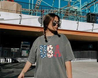 Comfort Colors USA Flag T-Shirt: 4th of July Patriotic Tee