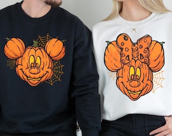 Retro Disney Mickey Mouse Halloween Sweatshirt, Mickey Minnie Halloween Couple Sweatshirts, Mickey Ghost Sweatshirt, Minnie Ghost Sweatshirt