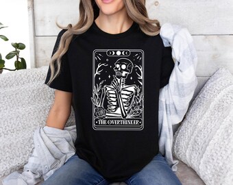Overthinker Tarot T-Shirt, Thinking Skull Shirt