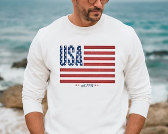USA Flag Sweatshirt: Patriotic 4th of July Crewneck