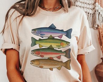 Abstract Trout Shirt: Colorful River Fish Graphic Tee