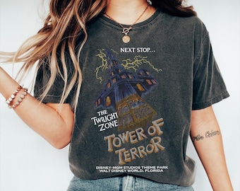 Comfort Colors Vintage Retro Disney Tower Of Terror Shirt, Twilight Zone Shirt, Hollywood Studios Shirt, Mickey & Friends Twilight Zone