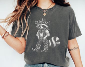 Comfort Colors Cowboy Raccoon Shirt: Funny Western Animal Tee