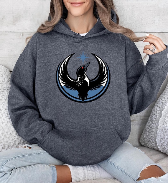 Minnesota Rebel Alliance Hoodie,Minnesota Loon Hoodie, Minnesota Political Protest Outfit, Dark Blue Loon Graphic Shirt