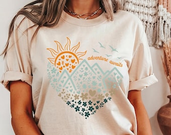 Adventure Awaits T-Shirt: Mountain Camping, Nature Lover Gift