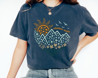 Comfort Colors Adventure Awaits T-Shirt: Camping, Hiking, Nature Lover