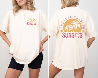 Comfort Colors Sunset T-Shirt: Retro Beach Vacation Tee