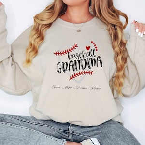 Personalized Baseball Grandma Sweatshirt, Baseball Grandma Sweatshirt, Baseball Lover Sweatshirt, Custom Grandkids Sweatshirt, Grandma Gift