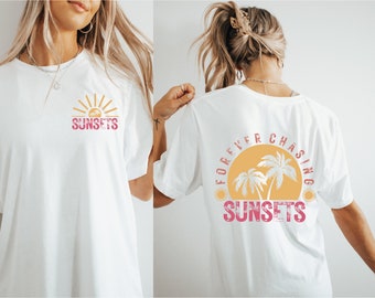 Retro Sunset Graphic T-Shirt: Beach Vacation Shirt