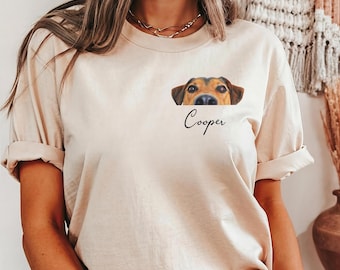 Custom Dog Face Shirt: Personalized Pet Portrait Name Tee