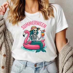 Summerween Mermaid T-Shirt: Spooky Halloween Beach Tee