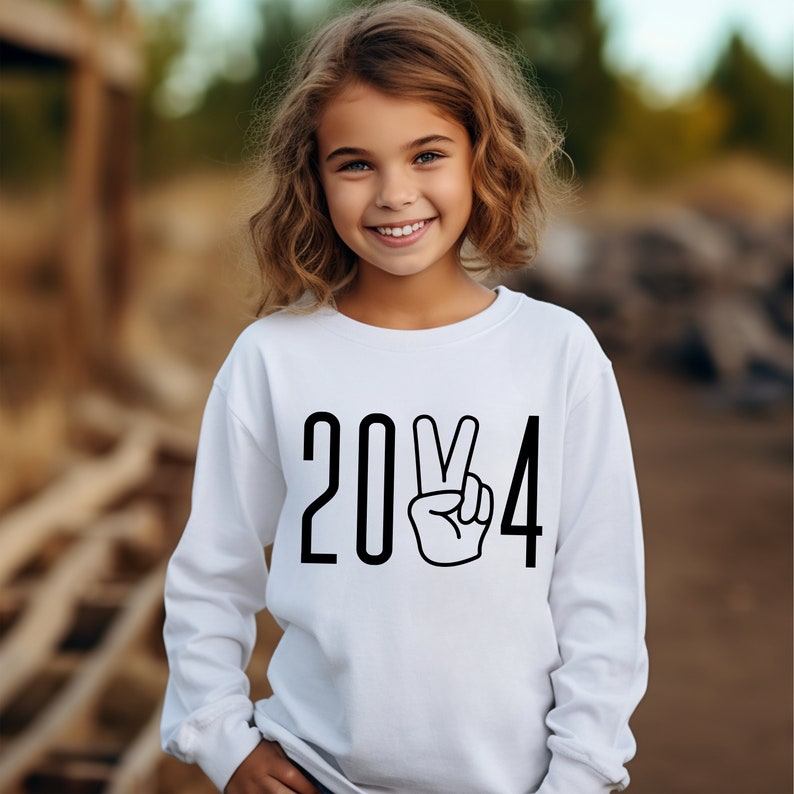 2024 Sweatshirt, 2024 Peace Sign Sweatshirt, Happy New Year Sweatshirt