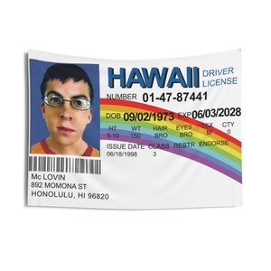 McLovin ID Wall Flag For College Funny Flag Dorm Flag Super Bad