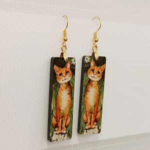 Katze Acryl Ohrringe, Hängeohrringe Vintage