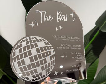 Custom Acrylic Arch Bar Sign: Disco Queen Theme
