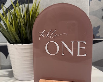 Wedding Modern Arch Acrylic Table Numbers with Stand Included 5x7