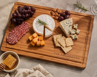 Personalized Bamboo Cutting Board, Custom Engraved Cutting Board, Wedding Gift, Housewarming Gift, Family Name Charcuterie Board