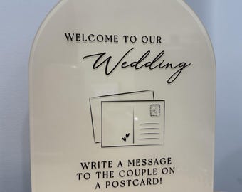Modern acrylic Wedding Guestbook Sign Postcard and welcome sign