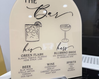 Custom Acrylic Arch Bar Sign: Modern Wedding