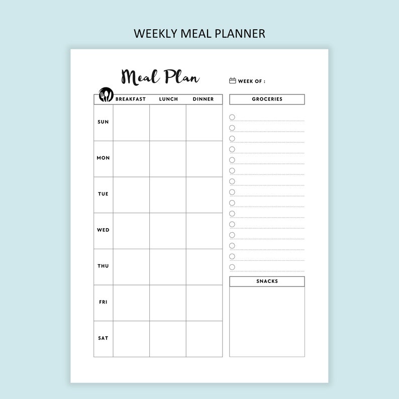 Meal Planner Printable Food Planner Bundle Printable Meal - Etsy
