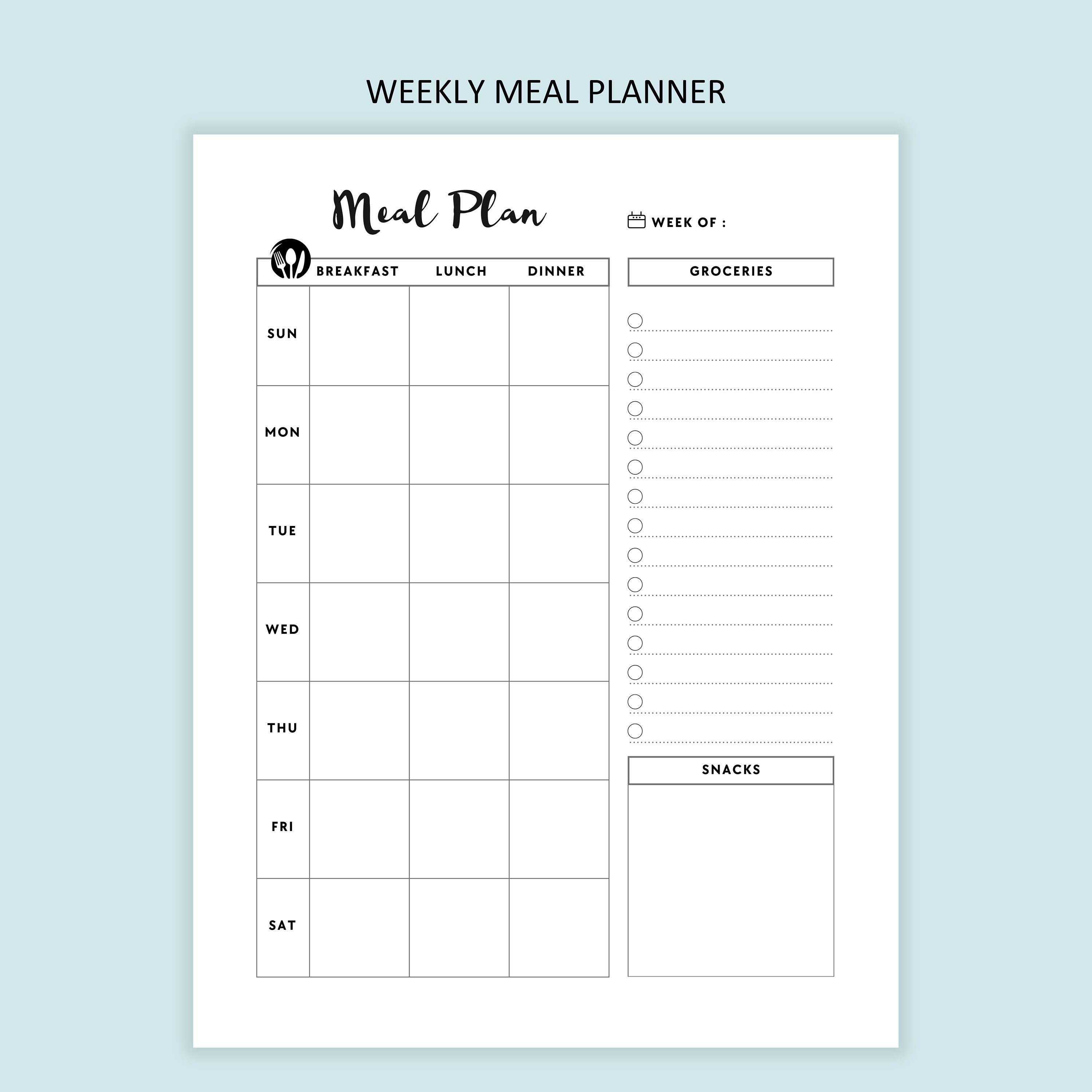 Meal Planner Printable Food Planner Bundle Printable Meal - Etsy