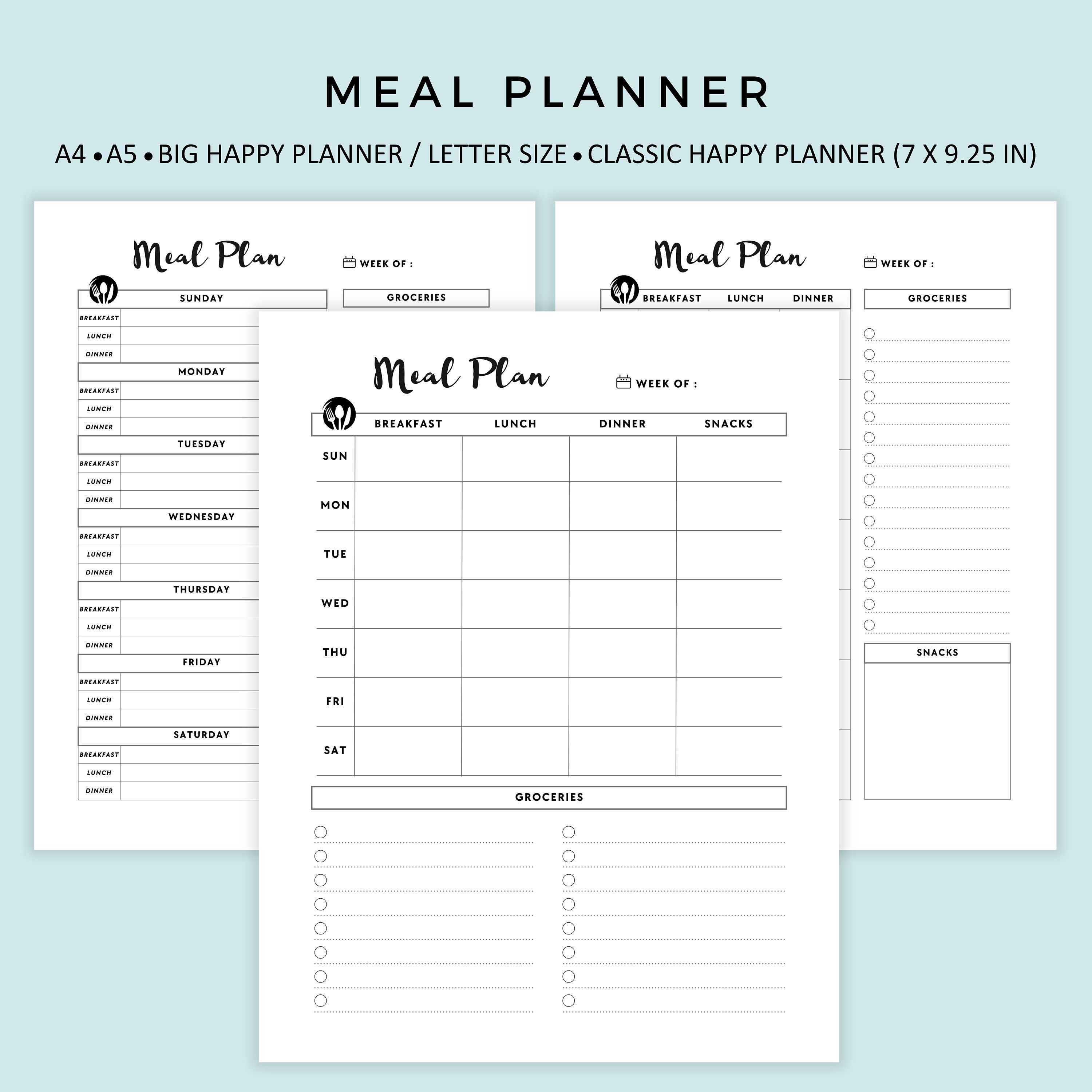 Meal Planner Printable Food Planner Bundle Printable Meal - Etsy