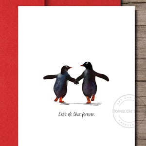 Forever Penguins Love Card Printable | Penguin Valentine's Day Card | Romantic Penguin Card | Penguin Anniversary Card| Digital Download