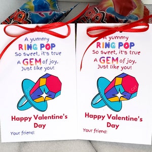 Ring Pop Valentine Printable | Ring Pop Treat Tag | Kids Valentine ...