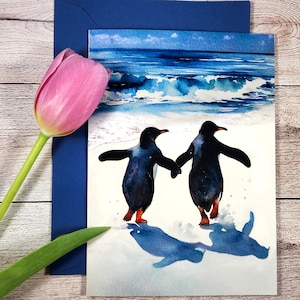 Pinguin Liebe Karte Printable | Pinguin Hochzeitskarte | Pinguin-Jubiläumskarte | Beste Freunde BFF Karte | Valentinstag | Digitaler Download
