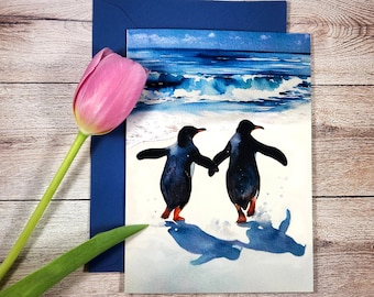 Penguin Love Card Printable | Penguin Wedding Card | Penguin Anniversary Card | Best Friends BFF Card | Valentines Day | Digital Download
