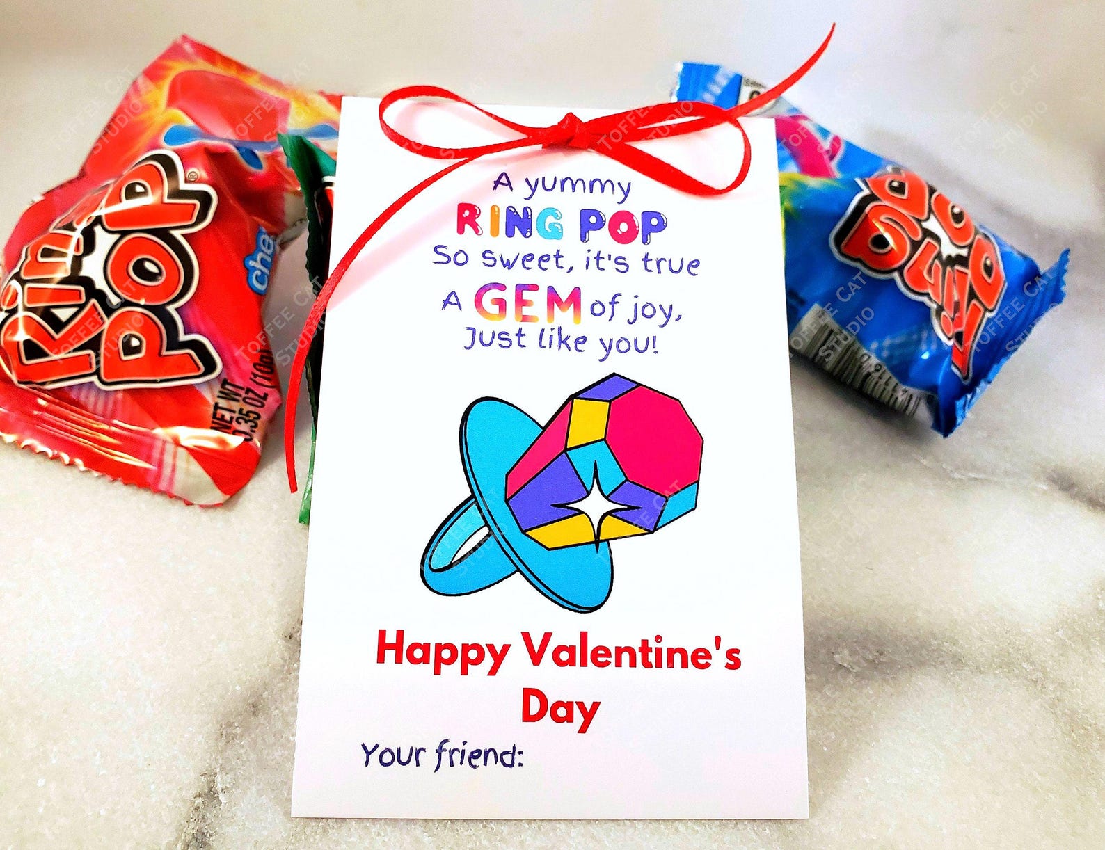 Ring Pop Valentine Printable | Ring Pop Treat Tag | Kids Valentine ...