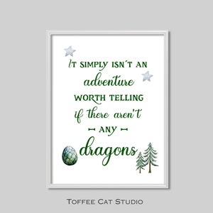 Watercolor Dragon Quote Nursery Wall Art Printable | Baby Dragons Kids Room Decor | Dragon Nursery Art | Digital Download