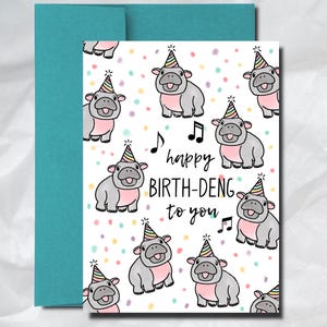 Party Moo Deng Baby Hippo Birthday Card Printable | Baby Pygmy Hippo Birthday Card | Funny Pun Birthday Card | Digital Download