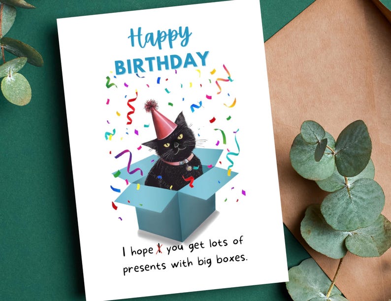 Funny Cat Birthday Card Printable | Sarcastic Humor Cat Card | Cat in a ...