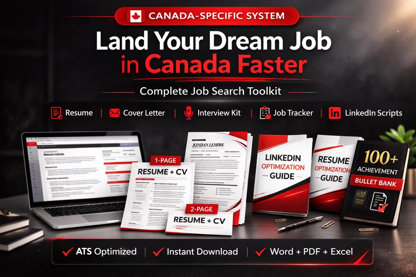 Canada Resume Template Bundle | ATS Resume & Cover Letter, Interview ...