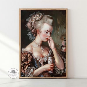 Funny Bathroom Art Print, Vintage Painting Portrait Gift for Friend, Quirky Toilet Wall Art, Humorous Restroom Poster, Alter Art Home Decor