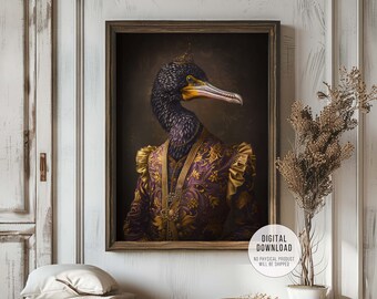 Victorian Cormorant Portrait Print: Quirky Animal Wall Art (Digital Download)