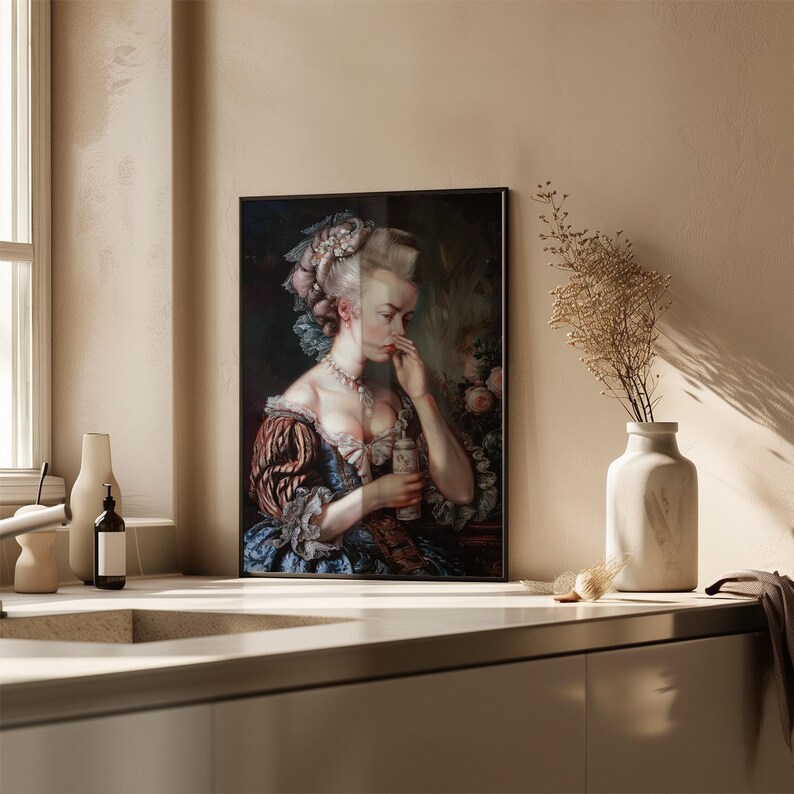 Lustige Rokoko Frau Portrait Print: Witzige Badezimmer Kunst (Digitaler Download) Bild 5