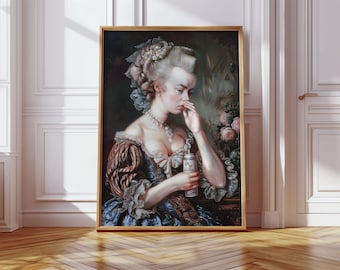 Funny Rococo Woman Portrait Print: Quirky Bathroom Art (Digital Download)