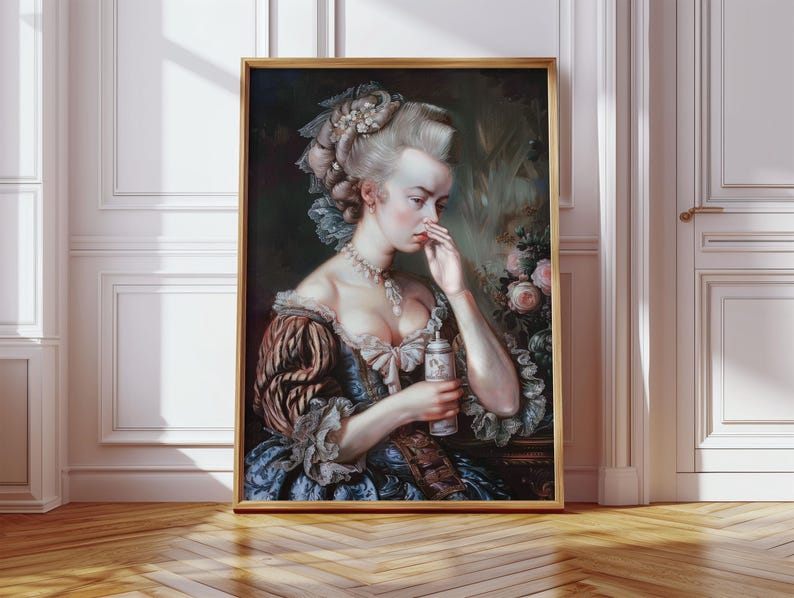 Lustige Rokoko Frau Portrait Print: Witzige Badezimmer Kunst (Digitaler Download) Bild 1