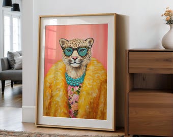 Yellow Fur Leopard Print: Funny Animal Poster (Digital Download)
