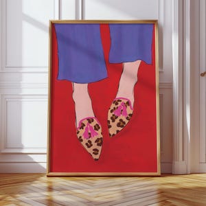 Leopard Shoes Fashion Print, Hand Drawn Modern Girly Wall Art for Dressing Room or Closet, Trendy Poster for Shoe Addicts & Fashionistas,