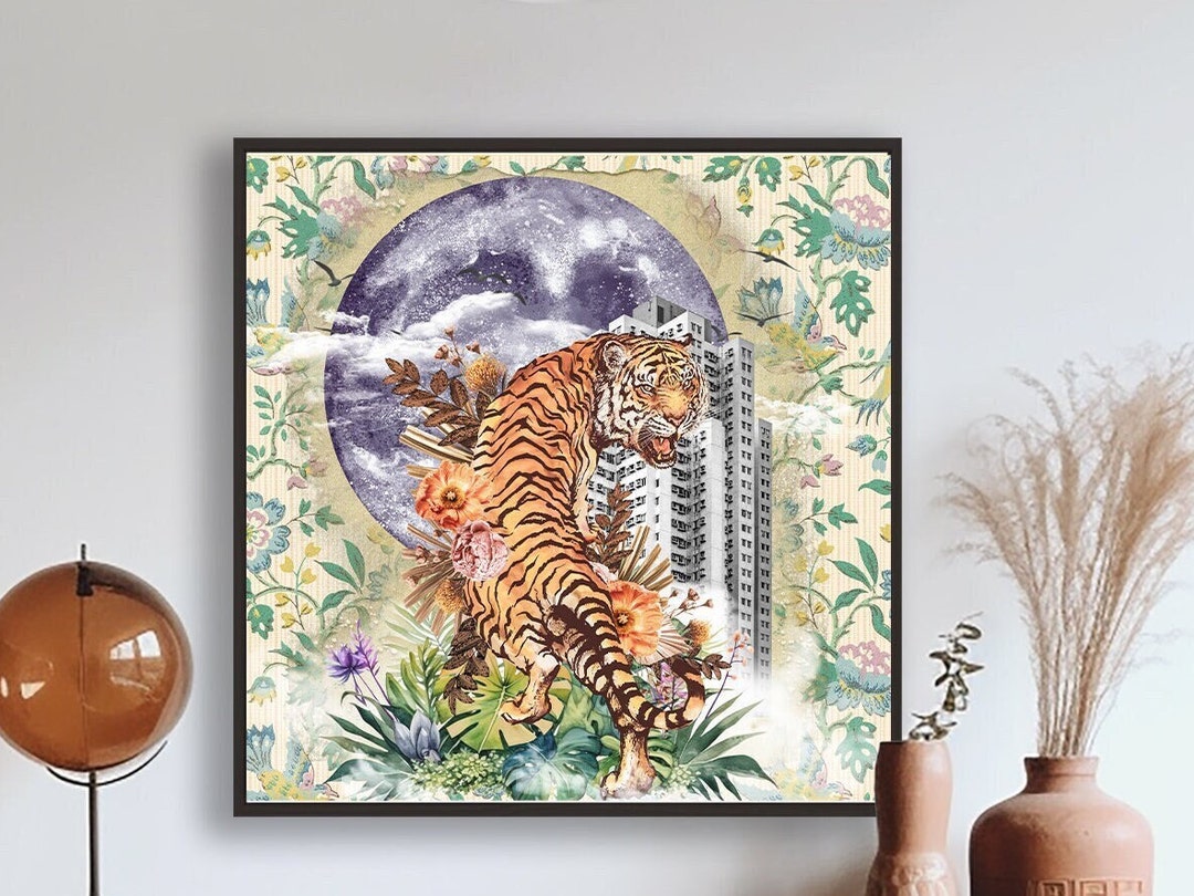 Tiger Wall Art Animal Surreal Art Print Boho Wall Poster Etsy