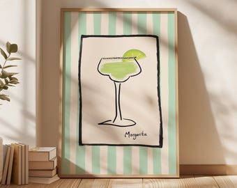 Margarita Cocktail Print, Retro Bar Cart Art (Digital Download)