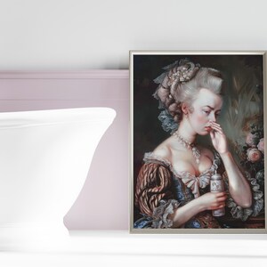 Lustige Rokoko Frau Portrait Print: Witzige Badezimmer Kunst (Digitaler Download) Bild 3