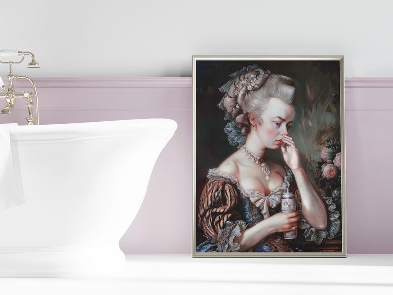 Lustige Rokoko Frau Portrait Print: Witzige Badezimmer Kunst (Digitaler Download) Bild 3