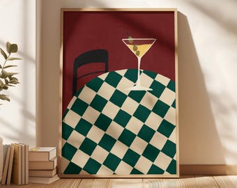 Retro Martini Print: Mid-Century Modern Bar Decor (Digital Download)