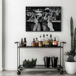 Girls night out print, women drinking at bar photo, alcohol print, feminist poster, club bar decor, bar cart decor, trendy artwork, black and white photography, luxury poster, 1970s aesthetic, old money aesthetic print, digital download.